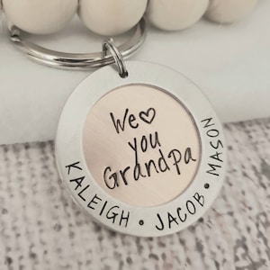 Personalized Grandpa Key Chain, Dad Key Chain, Grandpa Gift, Gift for Papa,Gift for Dad,Father&#39;s day Gift,Hand Stamped Gift,Grandpa Keychain