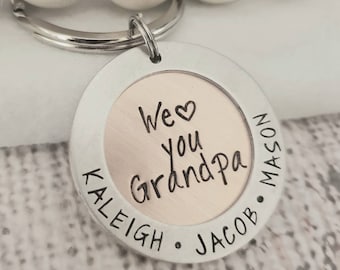 Personalized Grandpa Key Chain, Dad Key Chain, Grandpa Gift, Gift for Papa,Gift for Dad,Father's day Gift,Hand Stamped Gift,Grandpa Keychain