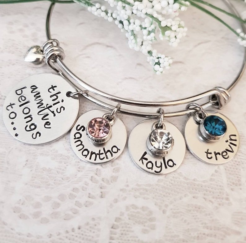 Personalized Aunt Bracelet, Auntie Bangle, Gift for Aunt, Aunt Gift, Aunt Jewelry, Hand Stamped Gift, Hand Stamped Jewelry, Name Bangle image 3