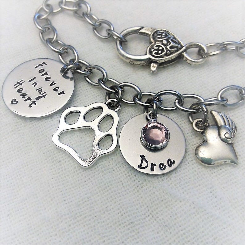 Personalized Pet Memorial Bracelet, Pet Memorial Jewelry, Memorial Dog Bracelet, In Memory of Gift, Remembrance Jewelry, Pet Remembrance image 2