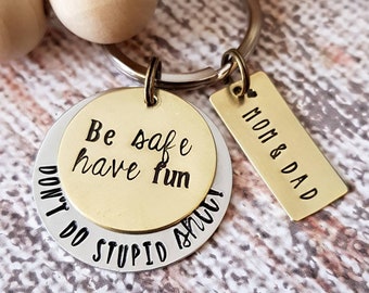 Don't Do Stupid Shit Keychain, Gift for New Driver, Funny Gift for Teen, New Driver Keychain, Teen Gift, Funny Keychain, Personalized Gift