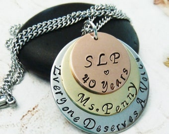 Personalized Speech Therapist Necklace, SLP Necklace, SLP Jewelry, Retirement Gift, Speech Therapist Jewelry, SLP Gift, Graduation Gift