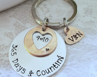Personalized Anniversary Key Chain, Lucky Us Key Chain, Anniversary Gift, Husband Gift, Custom Wording Gift,Hand Stamped Gift, Lucky Us Gift