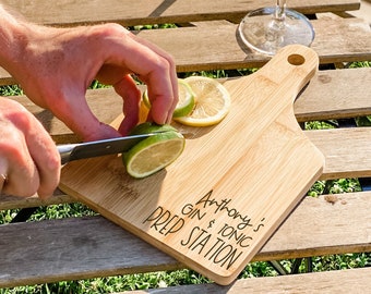 Personalised Chopping Board - Drink Prep Station - New Home Present - Cutting Board - Serving Plate - Birthday Gift, Gin, Drink Connoisseur