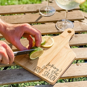 Personalised Chopping Board - Drink Prep Station - New Home Present - Cutting Board - Serving Plate - Birthday Gift, Gin, Drink Connoisseur