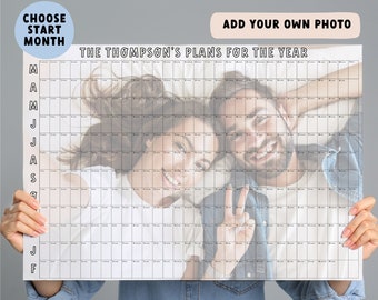 Custom Date Photo Wall Planner - A2 Wall Calendar - Personalised Year Planner - Photo Gift - Bespoke Anniversary Gift - Gift for Couples