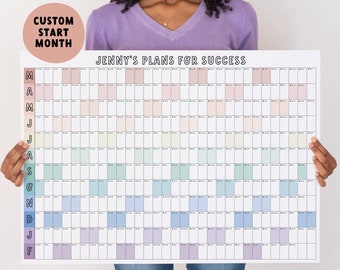 Personalised Wall Planner - Choose your own Start Date - A2 Wall Calendar - Year Planner - Month Planner - Personalised Wall Decor Gift