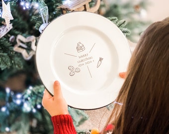 Personalised Christmas Eve Plate – Custom Santa's Treat Plate, Enamel Coated