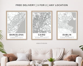 Custom Map Print - Any Location - 3 for 2 - City Print - Wall Art Poster - Housewarming Gift - Anniversary Present - Personalised City Map