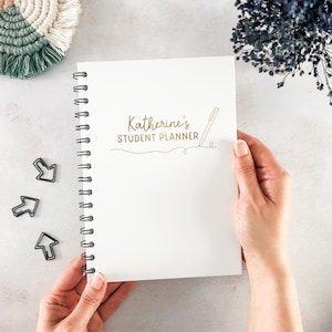 Personalised Student Planner - Minimalist Design - A5 Undated Organiser - Personalized Academic Planner - Study Plans - Timetables - Goals