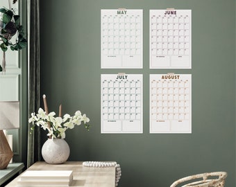 Monatlicher Wandplaner – 12 Blatt – Minimales Design, Home-Office-Dekor, undatierter Wandkalender – A3 oder A4, Jahresplaner, minimalistischer Organizer
