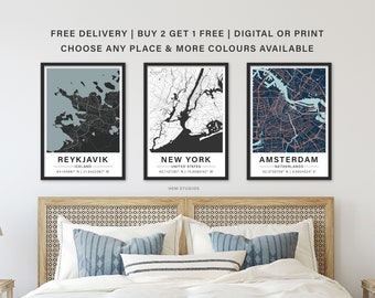 Custom Map Prints - Buy 2 get 1 Free - Digital or Print - Any Location - Personalised City Map - Map Print Poster - Personalised Gift