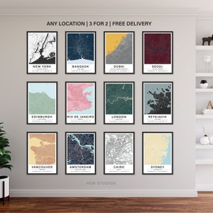 Personalised City Map Print – Custom Location Art and Choice of Colours – 3 for 2