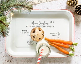 Personalised Christmas Eve Plate - Enamel Tray for Santa's Treats