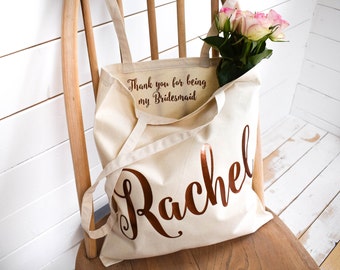 Regalo di ringraziamento per matrimonio - Borsa tote regalo personalizzata per damigella d'onore - Regalo damigella d'onore - Regalo unico per la festa nuziale, Borse tote personalizzate