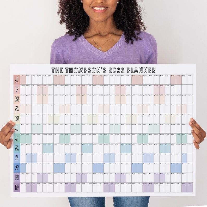 Personalised 2023 Wall Planner A2 Wall Calendar Year Etsy