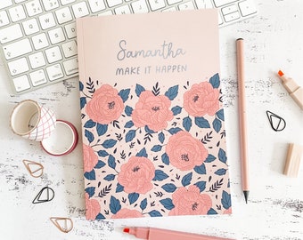 Personalised Daily Planner Book - Bloom A5 Undated Weekly & Daily Organiser - Gift for Her - Personalized 2023 Planner - Agenda