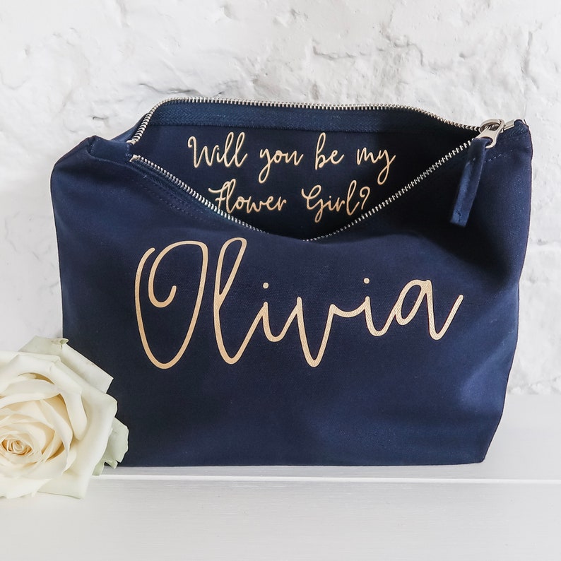 Personalised Bridesmaid Gift Make Up Bag Will you be my Bridesmaid, Maid of Honour Gift. Unique Gift for Bridal Party Bags, Makeup Bags image 4