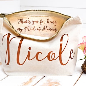 Bridesmaid Thank You Gift Personalised Bridesmaid Gift Make Up Bag Maid of Honor Gift Bridal Party Gift Personalized Cosmetic Bag image 1