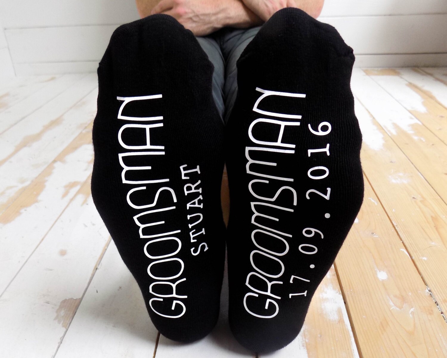 Image of Personalised Wedding Socks - Groomsman Best Man Usher Father Of The Bride, Groom Or Page Boy Gift Groom's Party