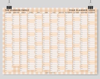 Personalised 2026 Wall Planner | Checkered Family Organiser