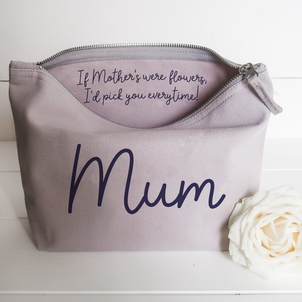 Personalised Make Up Bag - Hidden Message Cosmetic Bag - Mother's Day Gift - Mummy Present - Gift for Mum, Nan - Bespoke Custom Makeup Bags