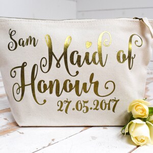 Bride Gift Personalised Gift Make Up Bag Bridesmaid, Maid of Honour, Flower Girl Present, Unique Gift for Bridal Party Bags, Makeup Bags image 4