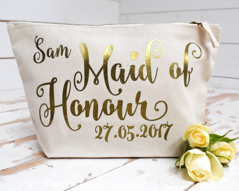 Bride Gift Personalised Gift Make Up Bag Bridesmaid, Maid of Honour, Flower Girl Present, Unique Gift for Bridal Party Bags, Makeup Bags image 4
