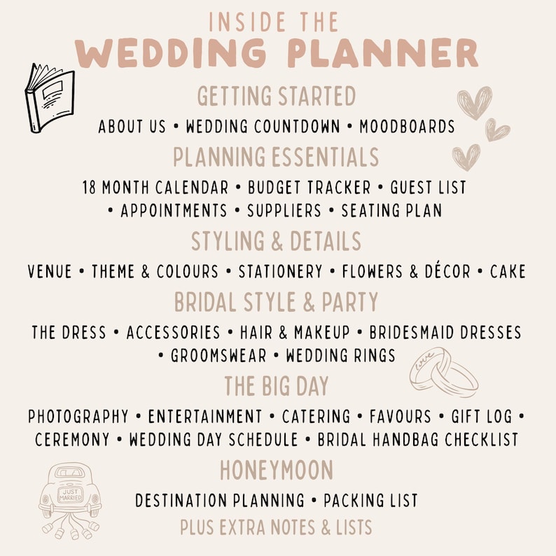 Personalised Wedding Planner | Engagement Gift for Bride | Wedding Organiser & Planning Book image 11