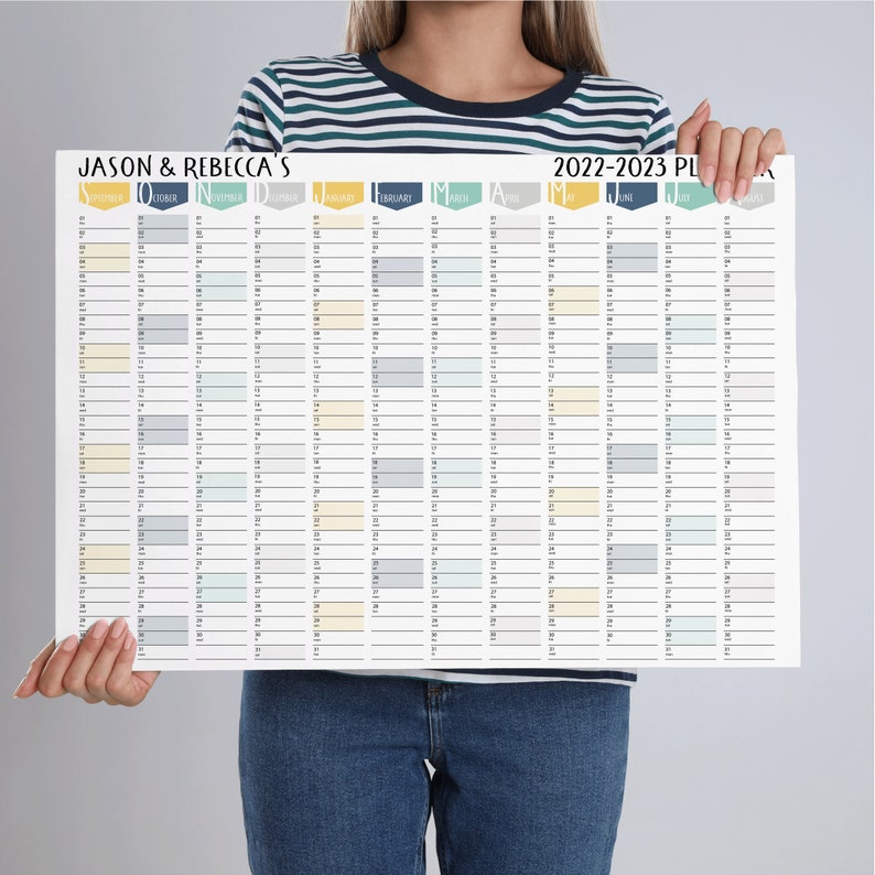 Personalised 2023 Wall Planner Wall Calendar Year Planner Month Planner Gift for Him Colourful Bespoke Gift 2023 Wall Organiser image 2