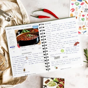 Personalised Recipe Book with Stickers | A5 Recipe Binder | Cooking Lover Present | Gift for Bakers | Recipe Organiser | Cookbook Diary