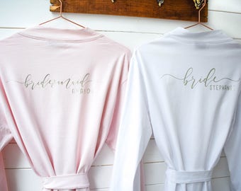 Personalised Wedding Robes - Bridal Dressing Gowns - Hen Party - Bachelorette Party - Bridal Present - Kimono - Bride and Bridesmaid Robes