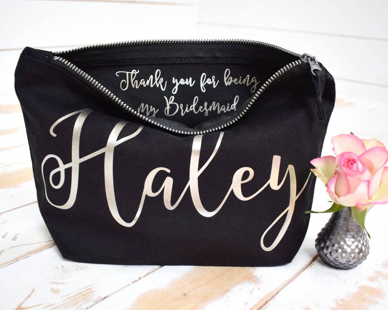 Bridesmaid Thank You Gift Personalised Bridesmaid Gift Make Up Bag Maid of Honor Gift Bridal Party Gift Personalized Cosmetic Bag image 2