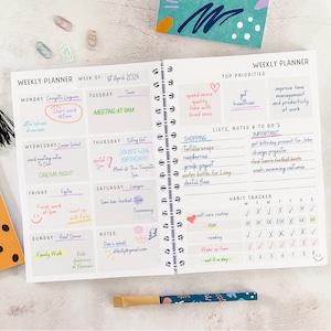 Personalised Daily Planner - Choice of Designs - A5 Undated Weekly & Daily Organiser - Birthday Gift for Her - Personalized Planner Journal