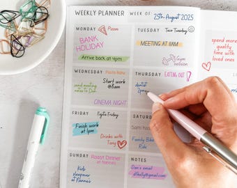 Personalised Daily Planner – A5 Undated Weekly Organiser with Custom Foil & Choice of Covers