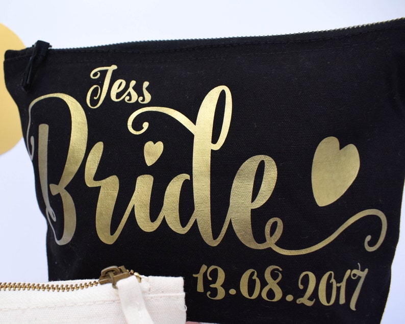 Bride Gift Personalised Gift Make Up Bag Bridesmaid, Maid of Honour, Flower Girl Present, Unique Gift for Bridal Party Bags, Makeup Bags image 2
