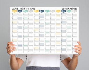 Personalised 2023 Wall Planner - Wall Calendar - Year Planner - Month Planner - Gift for Him - Colourful Bespoke Gift - 2023 Wall Organiser