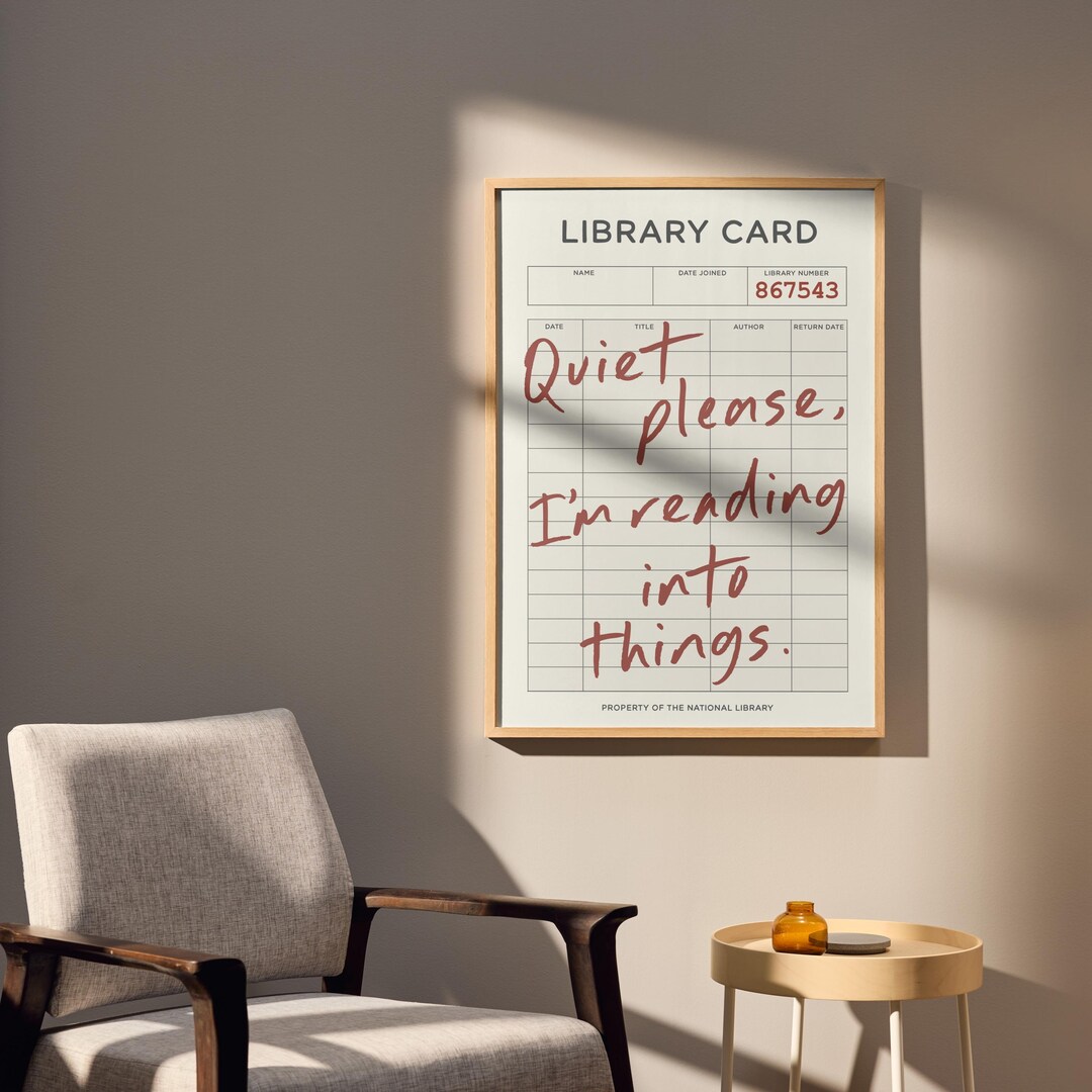 Library Card Phrase Custom Library Card Print | Personalised Book Quote Wall Art - Etsy