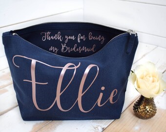 Personalised Thank you Gift - Bridesmaid Gift Make Up Bag - Maid of Honour Gift - Unique Gift for Bridal Party - Wedding Makeup Cosmetic Bag