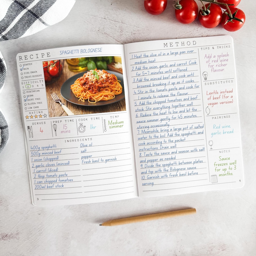 Recipe Journal & Family Cookbook – Meal Planner and Kitchen Organiser ...