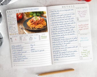 Recipe Journal & Family Cookbook – Meal Planner and Kitchen Organiser Notebook