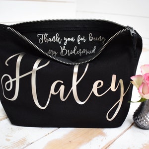 Personalised Bridesmaid Gift Make Up Bag - Thank you Bridesmaid, Maid of Honour Gift - Unique Gift for Bridal Party, Makeup Cosmetic Bags