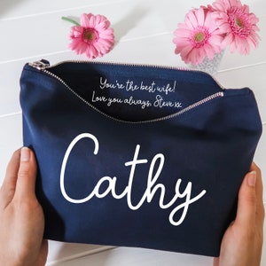 Personalised Make Up Bag Hidden Message Cosmetic Bag Birthday Gift Girlfriend Present, Wife Gift, Mum Gift, Bespoke Custom Makeup Bags zdjęcie 2