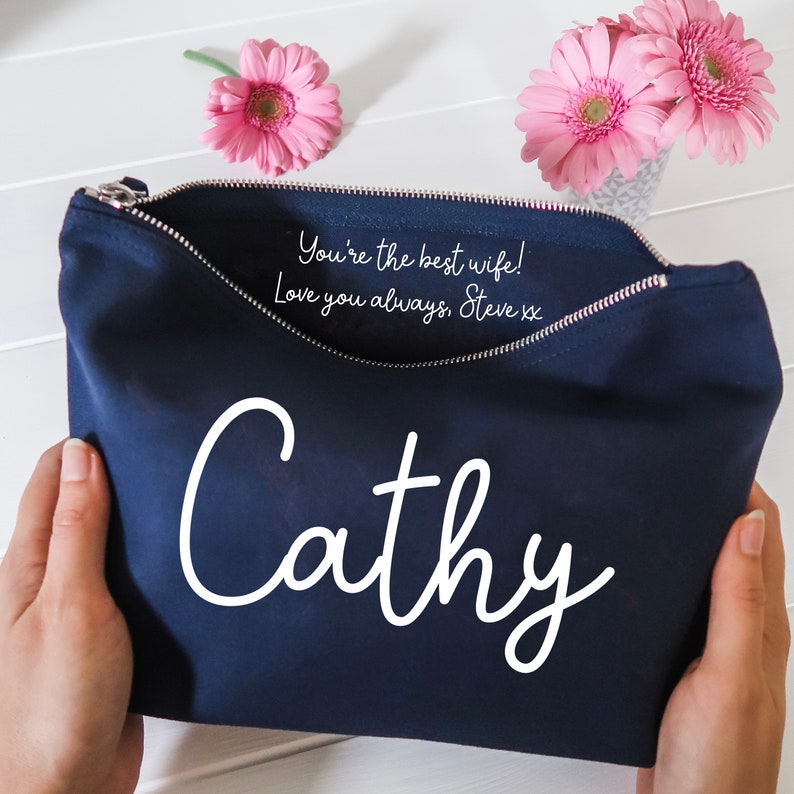 Personalised Make Up Bag Hidden Message Cosmetic Bag Birthday Gift Girlfriend Present, Wife Gift, Mum Gift, Bespoke Custom Makeup Bags image 2