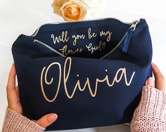 Will you be my Bridesmaid Gift Make Up Bag - Personalised Cosmetic Bag, Maid of Honour Gift, Unique Gift for Bridal Party Bags,  Makeup Bags