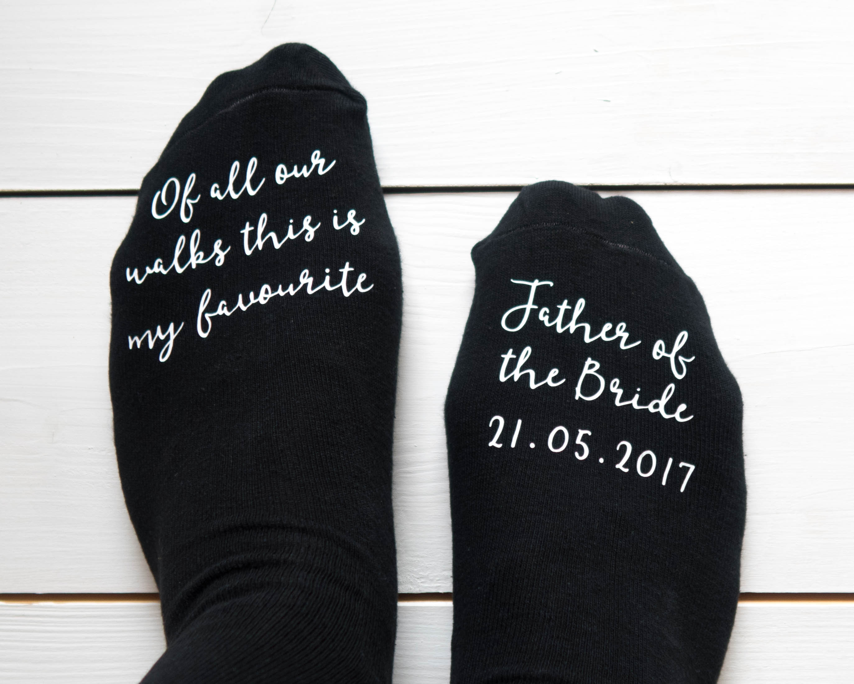 Image of Personalised Wedding Socks - Father Of The Bride Favourite Walk Gift Keepsake From Groom