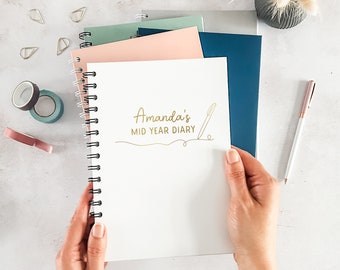 Personalised Mid Year Diary - A5 Dated Year Planner - Week to view - Gift for Her, Personalized Journal, July 2024 - June 2025 Organiser
