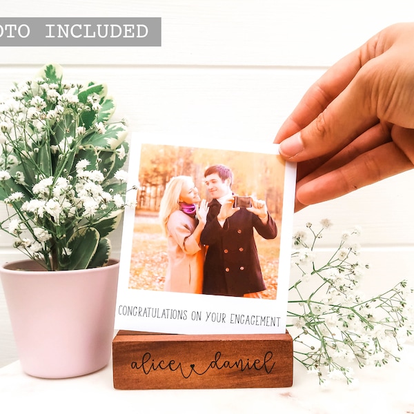 Personalised Engagement Gift - Hidden Message Polaroid Photo Block - Congratulations - Personalized Wedding Engagement Gift - Engaged