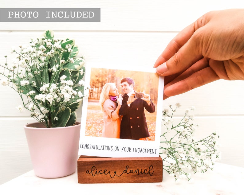 Personalised Engagement Gift Hidden Message Polaroid Photo Block Congratulations Personalized Wedding Engagement Gift Engaged image 1