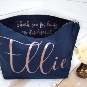 Wedding Thank you Gift Personalised Bridesmaid Gift Make Up Bag Maid of Honour Gift Unique Gift for Bridal Party, Makeup Cosmetic Bags image 3